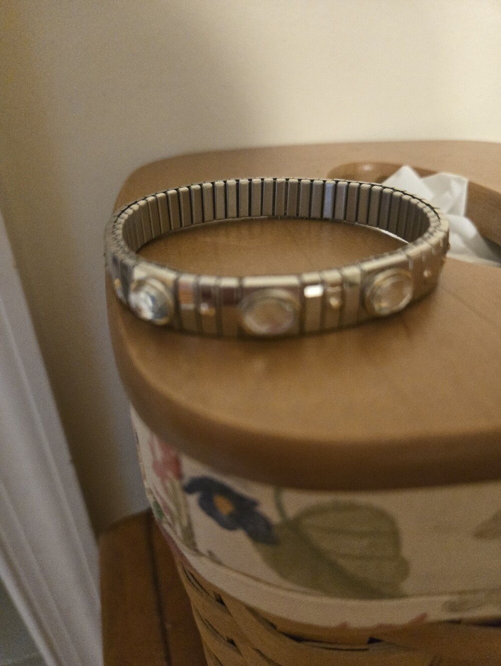 Boutique Silver Stretch Bracelet with Crystal Accents